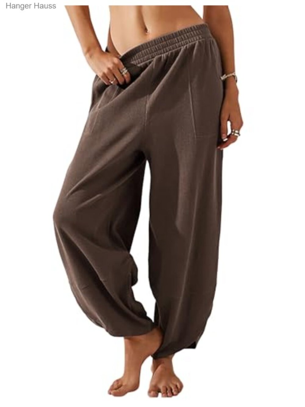 Cotton Wide Leg Pants Elastic Waist Baggy Palazzo Harem Pants Casual